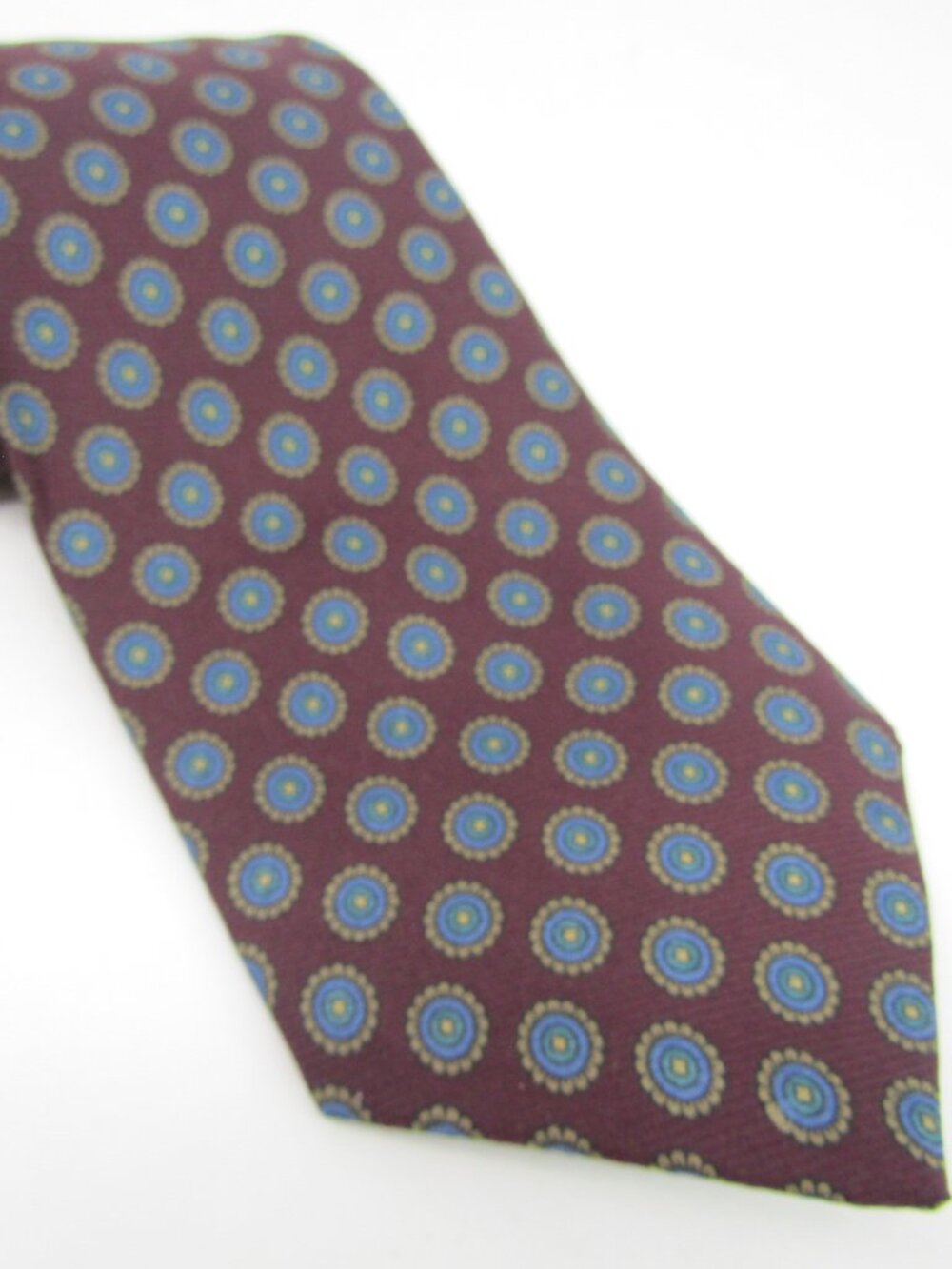 Robert Talbott for Roger Stevens Tie Finest Silk Necktie Polka Dot Maroon
